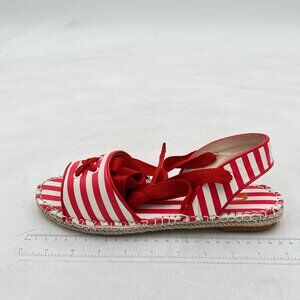 FSJ Red and White Striped Espadrille Sandals 9